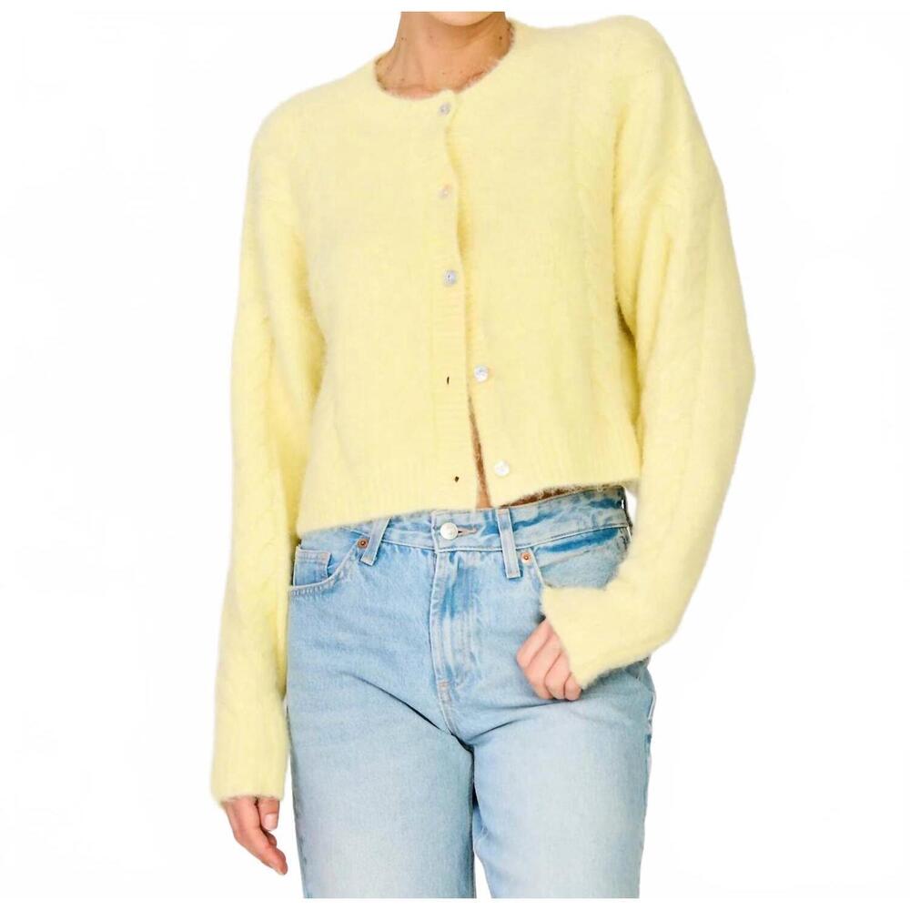 NEW LINE AND DOT cable knit cardigan in light yellow